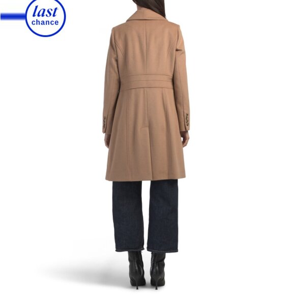 ANNE KLEIN Camel Wool Blend Single Breasted Notch Collar Walker - Picture 2 of 2